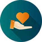 Icon of a hand giving a heart