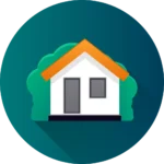Icon of a house and some shrubbery