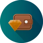 Icon of a wallet and a diamond
