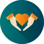 Icon of a pair of hands and a heart