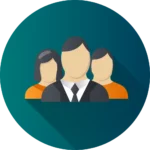 Icon of a man in a suit and a couple behind him