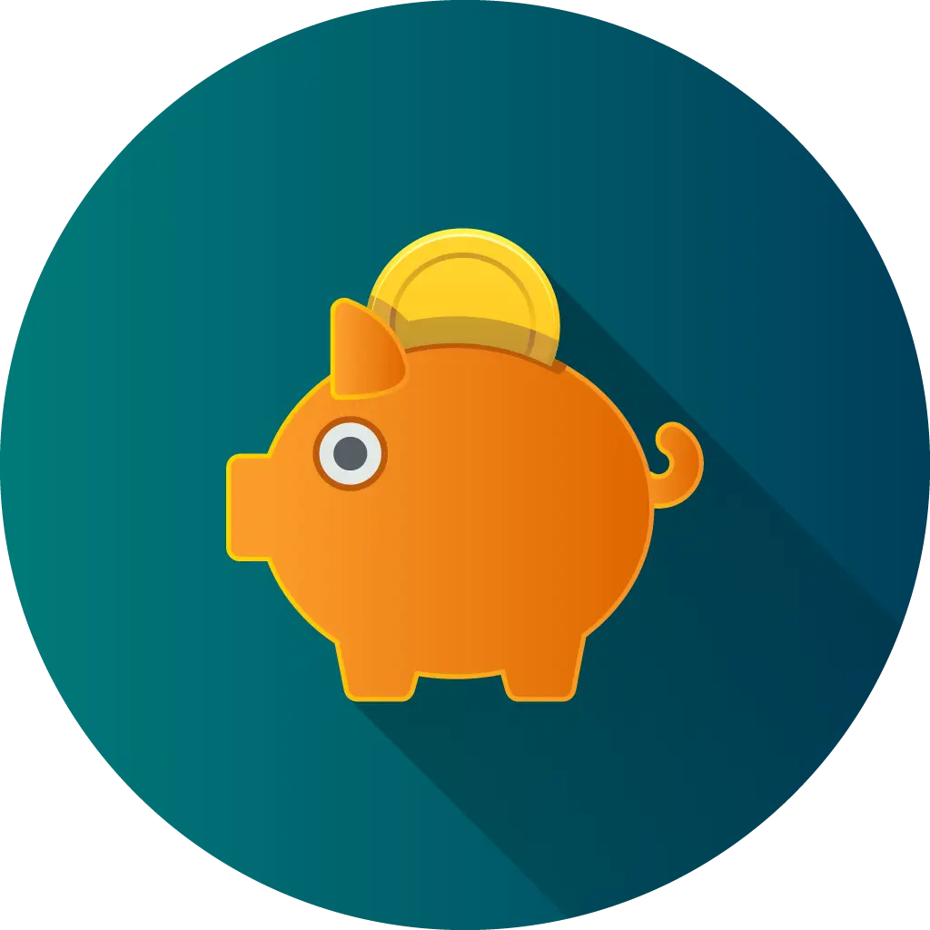 Coin going into piggy bank