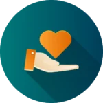 Icon of a hand giving a heart