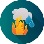 Icon of a storm and some fire