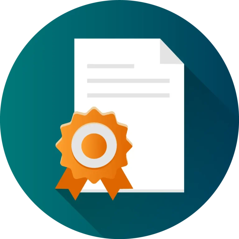 Icon of a paper with a certificate on it