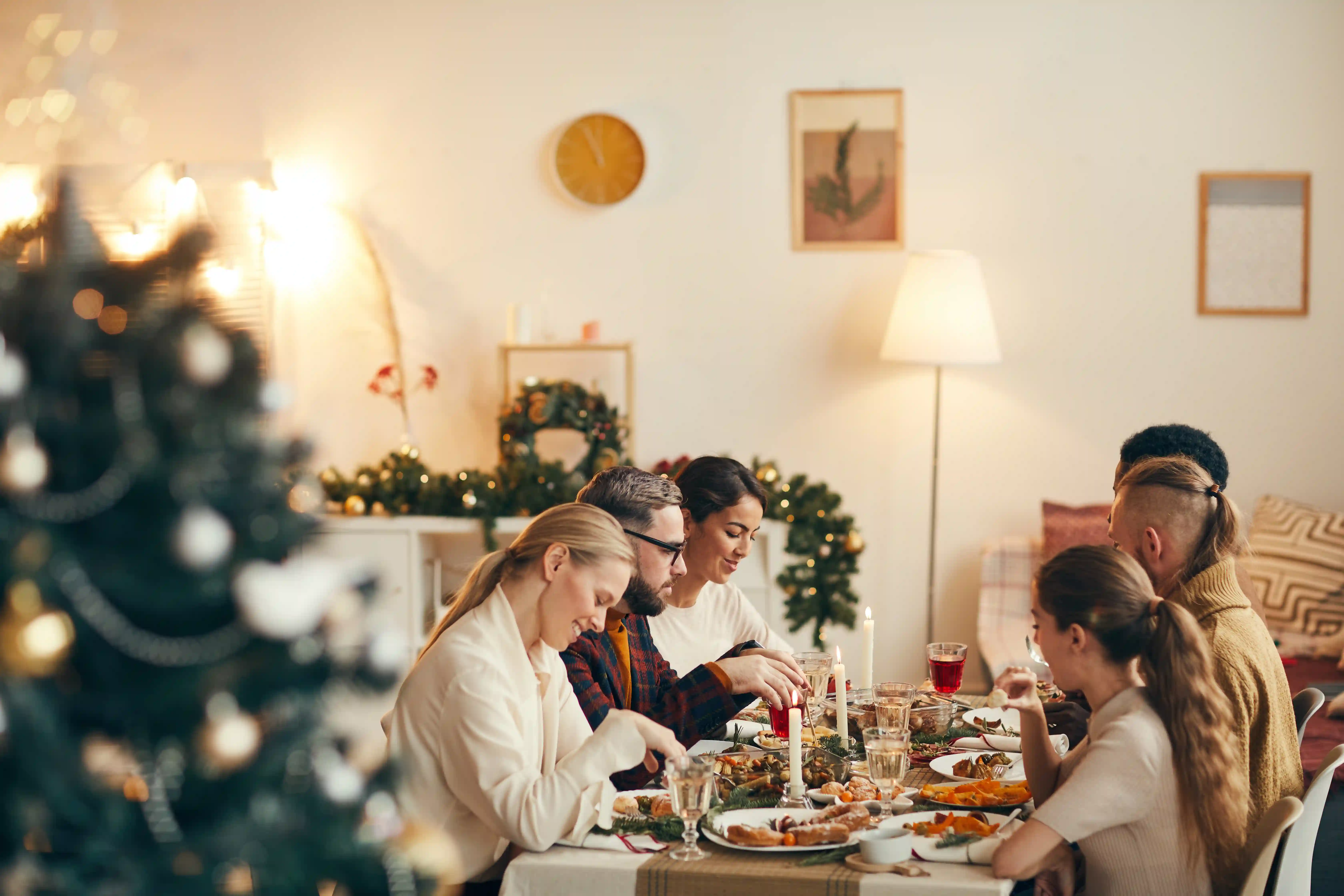 Family having dinner together